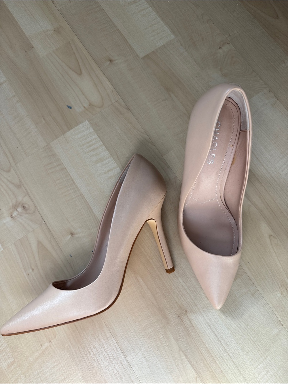 Charles By Charles David Nude Pointed-Toe Stiletto Pumps